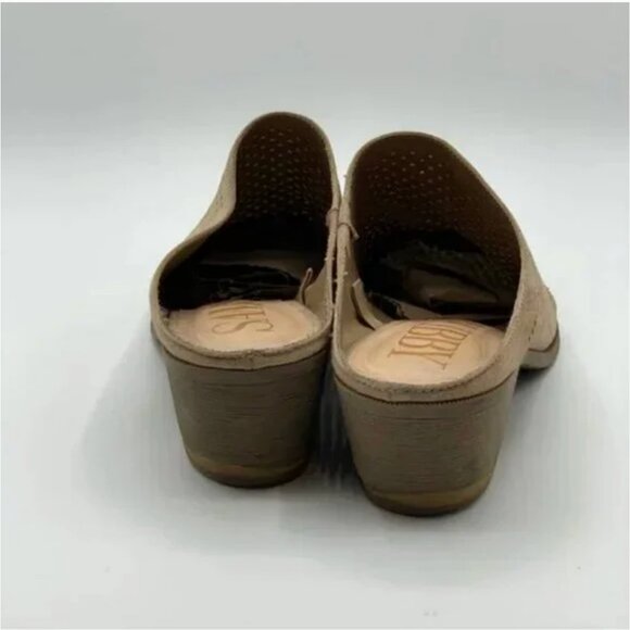 Sam & Libby Perforated Tan Suede Mules Size 8 - Picture 5 of 7